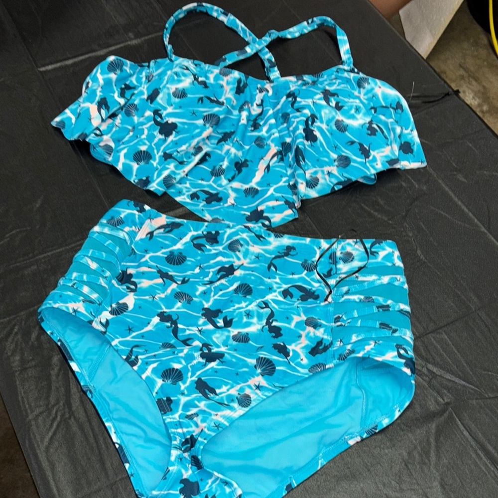Torrid Blue Mermaid Print Swim Set